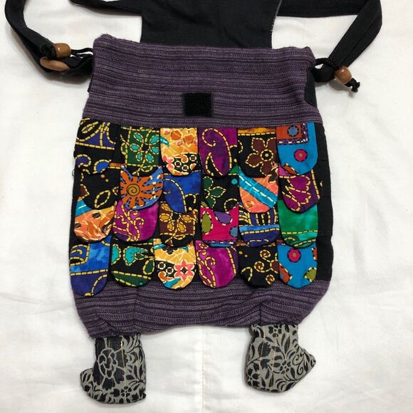 Womens Crossbody Patchwork Fabric Owl Purse - Picture 3 of 9